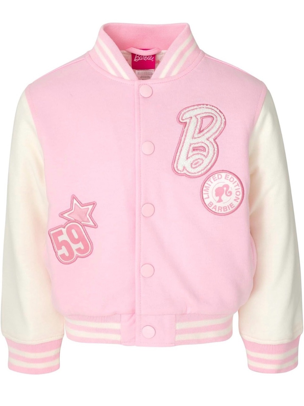 Barbie Pink & Cream Varsity Jacket for Kids